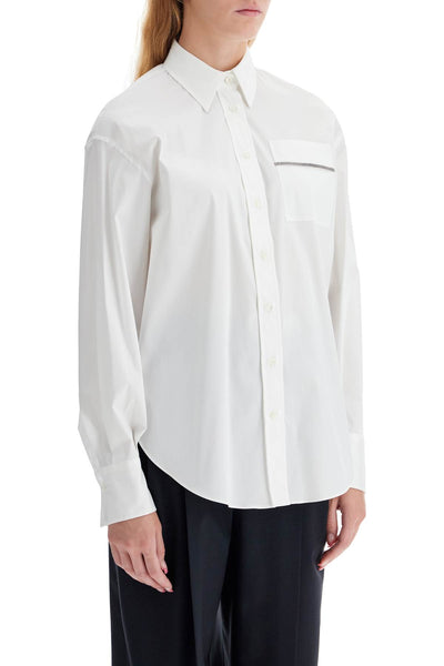 "stretch poplin shirt with shiny pocket detail M0091ML926 BIANCO