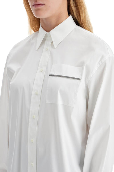 "stretch poplin shirt with shiny pocket detail M0091ML926 BIANCO