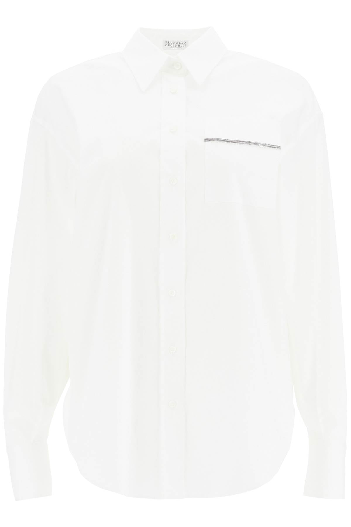 "stretch poplin shirt with shiny pocket detail M0091ML926 BIANCO