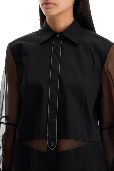 poplin and organza shirt in M0091MQ406 NERO