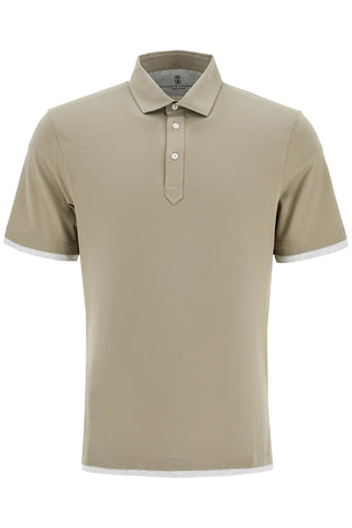 polo with faux M0B133966 OLIVO+GRIGIO CHIARO