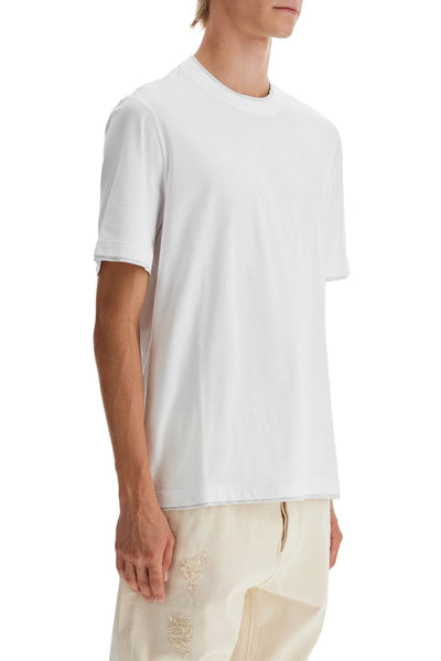 layered-effect t-shirt M0B137427 BIANCO OTTICO+PERLA