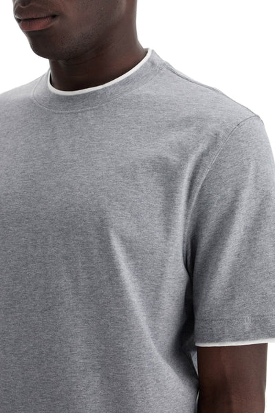 layered-effect t-shirt M0B137427 GRIGIO MEDIO+OFF WHITE