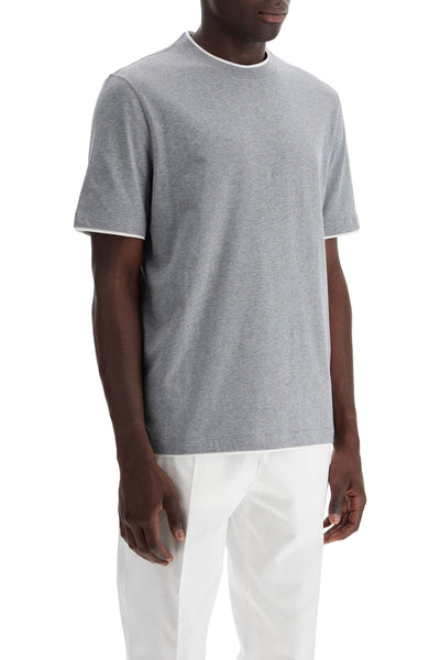 layered-effect t-shirt M0B137427 GRIGIO MEDIO+OFF WHITE