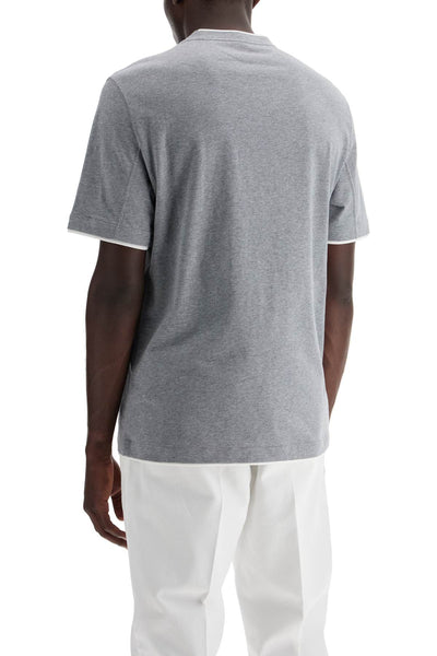 layered-effect t-shirt M0B137427 GRIGIO MEDIO+OFF WHITE