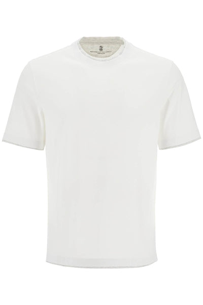 layered-effect t-shirt M0B137427 BIANCO OTTICO+PERLA