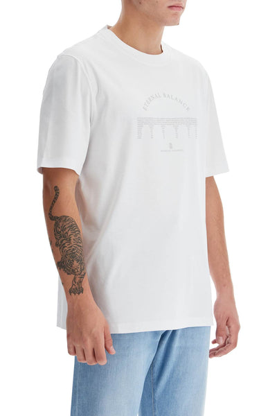 eternal balance printed t-shirt M0B138413 BIANCO+GRIGIO CHIARO