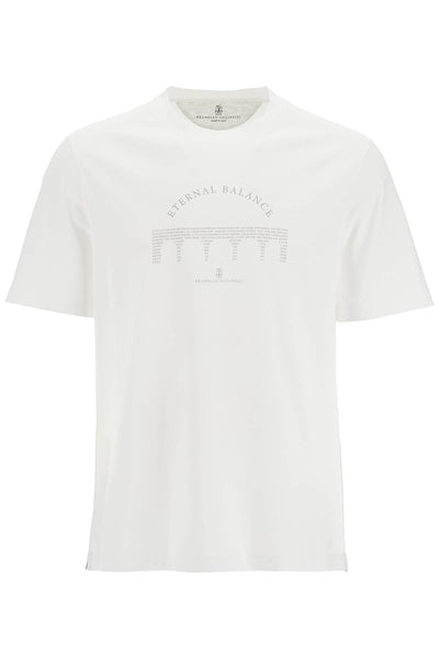 eternal balance printed t-shirt M0B138413 BIANCO+GRIGIO CHIARO