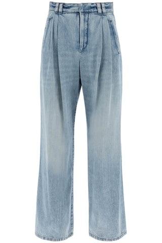 Brunello cucinelli wide leg jeans with double pleats M0H72P5893 VINTAGE DENIM BAFFI E MOLATURE