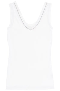 ribbed tank top with shiny collar M0TC8BJ312 BIANCO