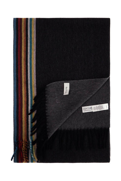 cashmere scarf with signature stripe pattern M1A 150T N172 BLACK