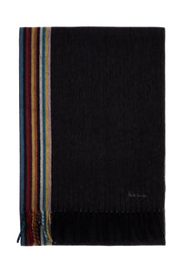 cashmere scarf with signature stripe pattern M1A 150T N172 BLACK