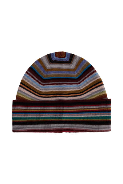 signature stripe virgin wool beanie hat M1A 383PT L541 MULTI COLOURED