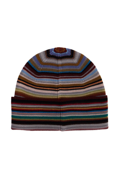 signature stripe virgin wool beanie hat M1A 383PT L541 MULTI COLOURED