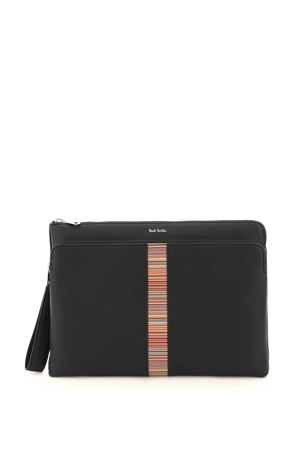 signture stripe leather pouch M1A 6797 BMULTI BLACK