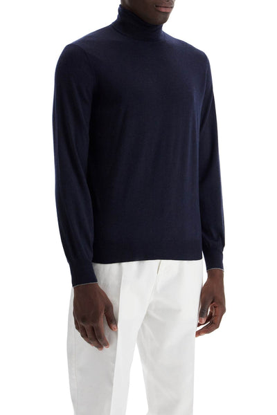 high-neck pullover sweater M2400103 NAVY+GRIGIO SCURO