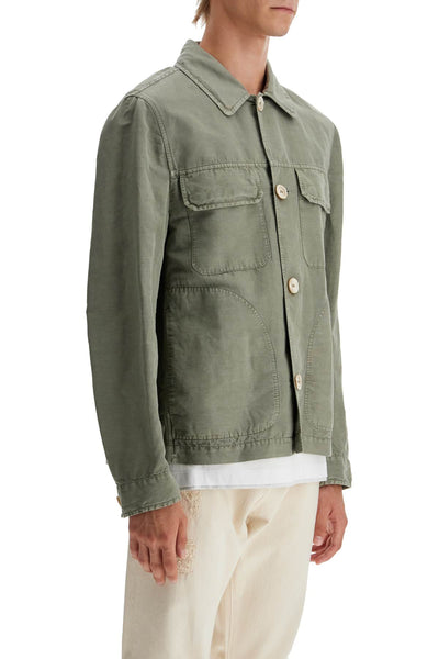 linen and cotton gabardine overshirt M291D6512P SAGE