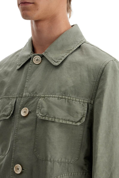 linen and cotton gabardine overshirt M291D6512P SAGE