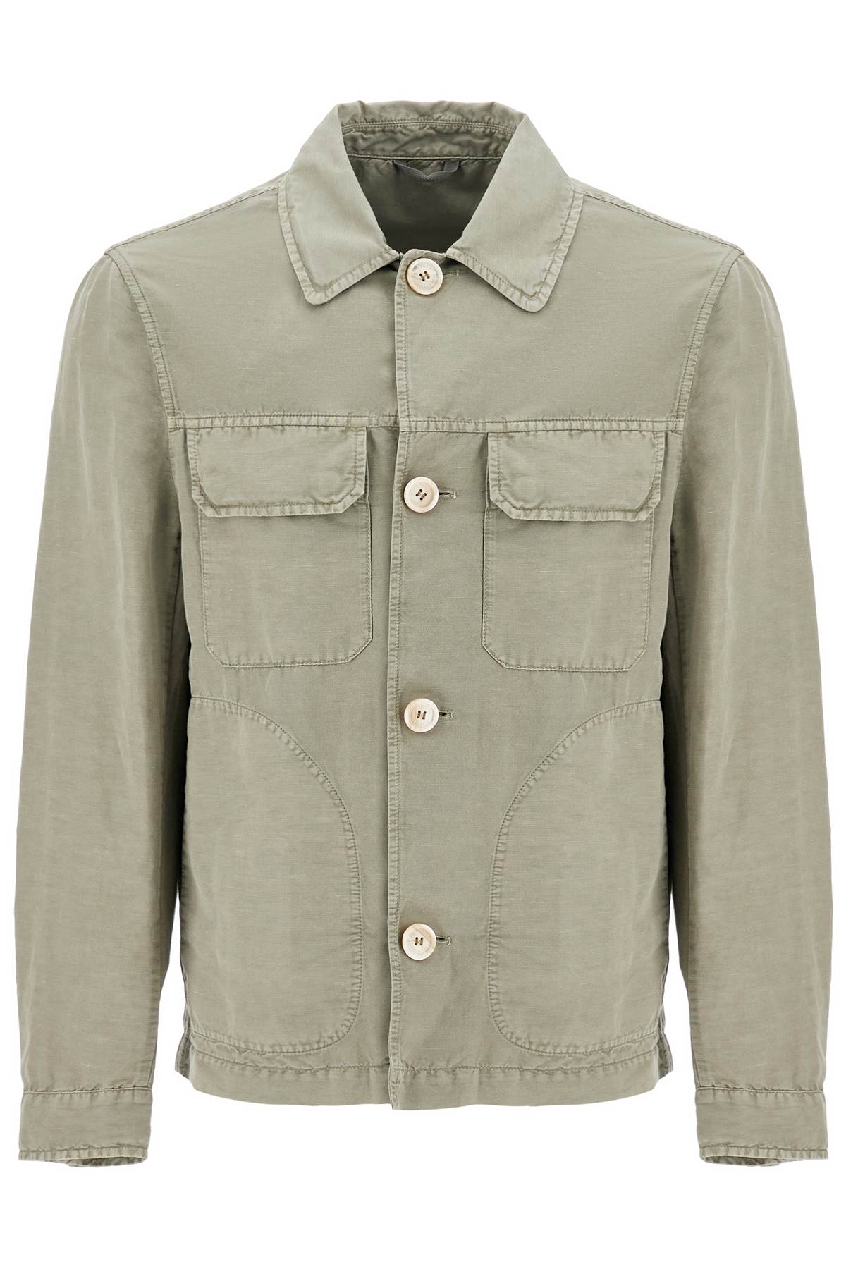 linen and cotton gabardine overshirt M291D6512P SAGE