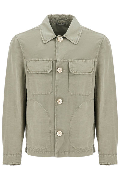 linen and cotton gabardine overshirt M291D6512P SAGE