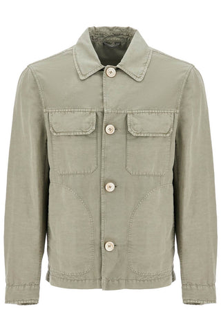 linen and cotton gabardine overshirt M291D6512P SAGE