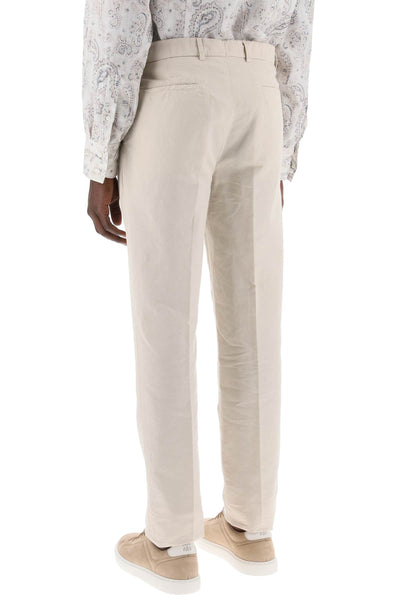 cotton and linen gabardine pants M291DE1450 SEMI DI LINO