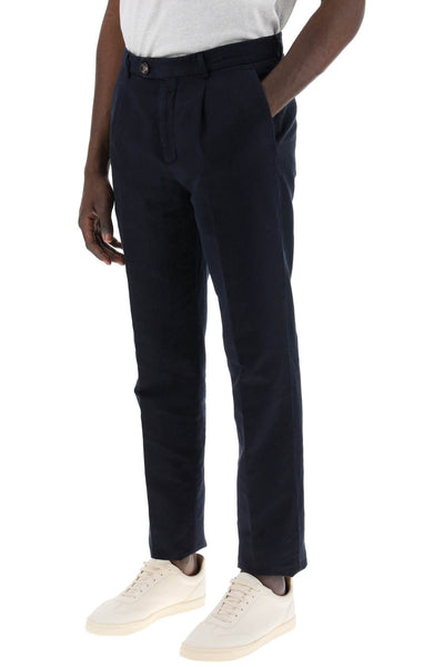Brunello cucinelli 亞麻棉混紡長褲 適用於 M291DE1450 海軍藍