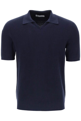 Brunello cucinelli cotton knit polo shirt M29400015 NAVY GRIGIO SCURO