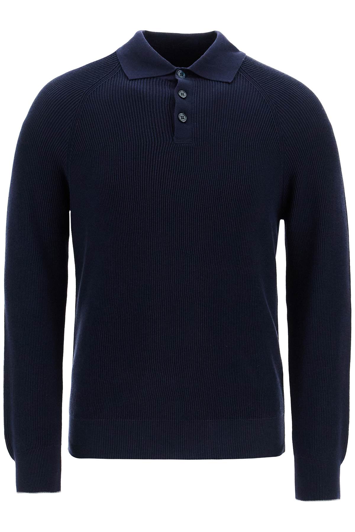 long-sleeved cotton knit polo shirt for men M29400105 NAVY+GRIGIO SCURO