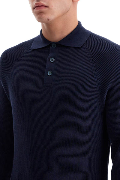 long-sleeved cotton knit polo shirt for men M29400105 NAVY+GRIGIO SCURO