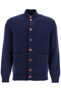 double knit cardigan in seven M3610881 NAVY+GRIGIO SCURO