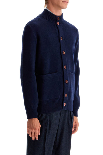 double knit cardigan in seven M3610881 NAVY+GRIGIO SCURO