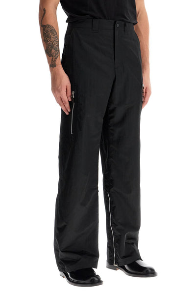 tactical cargo pants in technical satin fabric M4244TB BLACK HIGH GLOSS SATEEN