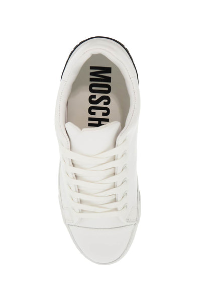 leather sneakers with rubber logo detail. MA15402G1LMF0 BIANCO