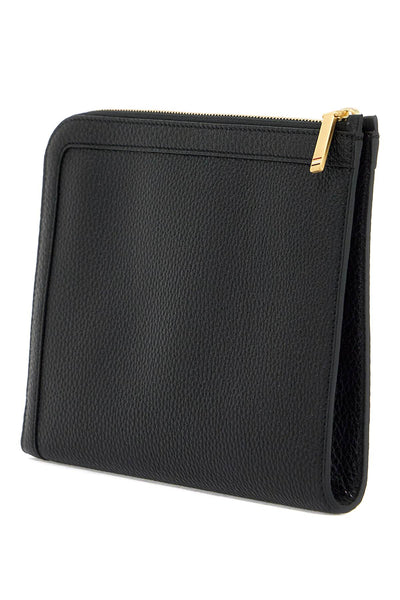 "embossed leather pouch MAC072A L0090 BLACK