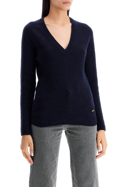 regular fit v-neck pullover sweater. MAK1338 YAX755 NIGHT INDIGO