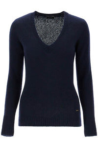 regular fit v-neck pullover sweater. MAK1338 YAX755 NIGHT INDIGO