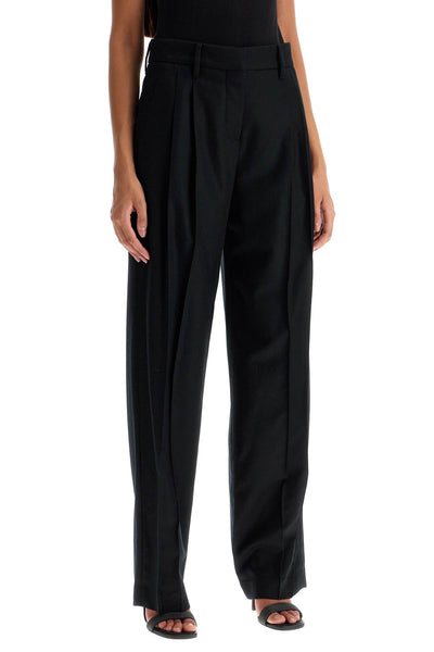 loose straight pants with embell MD588P8731 NERO