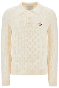 woolen polo-style pullover MF24 KW 731 01 WHITE