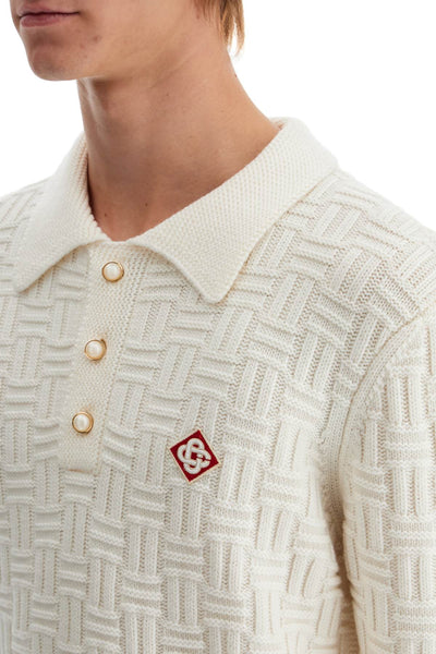 woolen polo-style pullover MF24 KW 731 01 WHITE