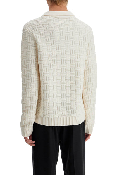 woolen polo-style pullover MF24 KW 731 01 WHITE