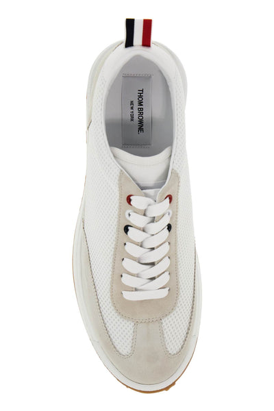 mesh and suede leather sneakers in 9 MFD180A 03050 WHITE