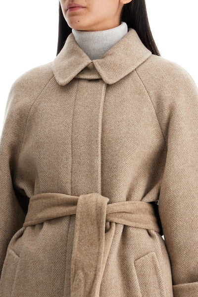 wool and cashmere coat with belt MG5009855 BROWN/PANAMA