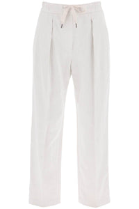 Brunello cucinelli cotton and linen slouchy pants MH561P8534 GESSO
