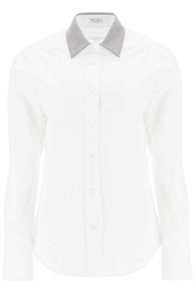 "shirt with beaded collar MH772NL906 BIANCO