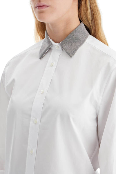 "shirt with beaded collar MH772NL906 BIANCO