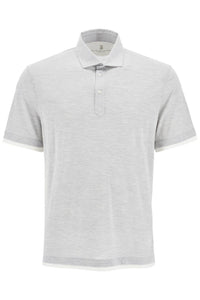 silk and cotton polo shirt with double edges MH8363966 PERLA+OFF WHITE