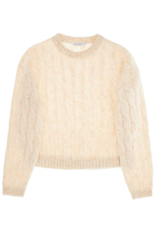 knitted wool and mohair cable-k MHM523600 BEIGE