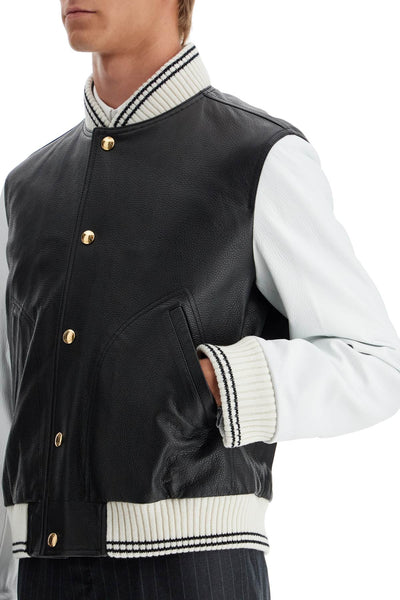 leather varsity bomber jacket MJO099Y 06241 BLACK