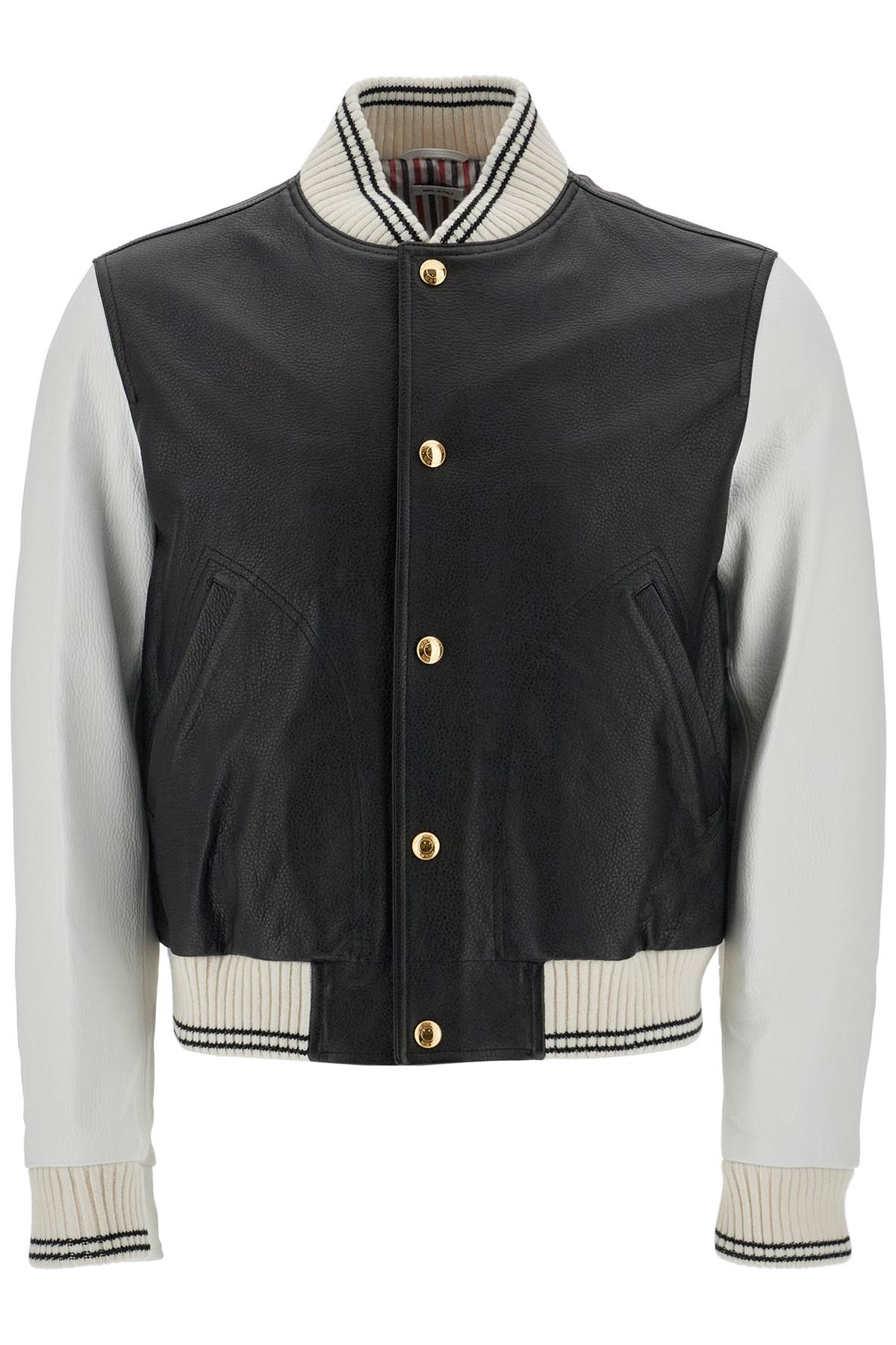 leather varsity bomber jacket MJO099Y 06241 BLACK